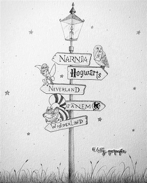 pencil drawing harry potter hogwarts peter pan neverland wonderland