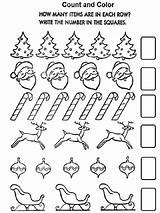 Coloring Christmas Pages Activity Counting Sheets Kids Number Worksheets Count Numbers Activities Color Printable Objects Preschool Printables Educational Sheet Math sketch template
