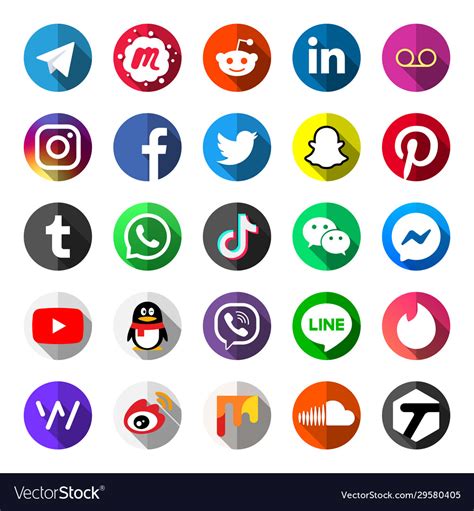 social media logo icon set  circle button vector image
