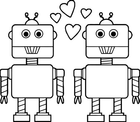 awesome couple robot coloring page valentines clip valentines day