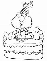 Elmo Coloring Birthday Pages Cake Sesame Street Blows Candles Happy Printable Popular sketch template