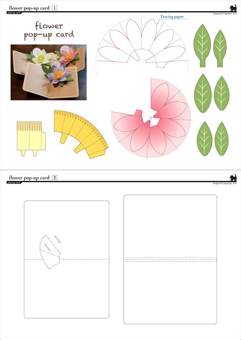 pop  flower card template printable printable templates