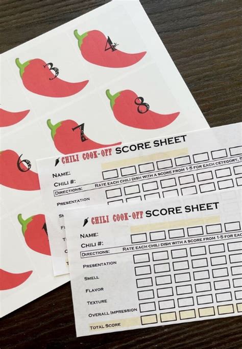 printable chili cook  scorecards printable templates  nora