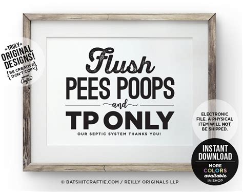 septic system printable bathroom sign sensitive plumbing flush etsy