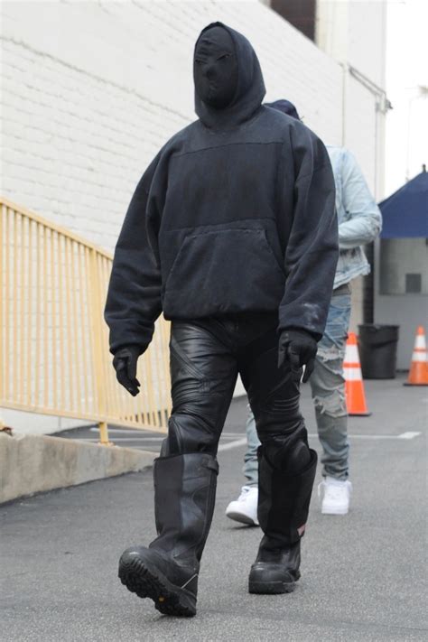 Kanye West Wears All Black Outfit And Face Mask After Fight With Ex Kim