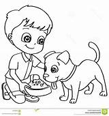 Clipart Dog Drawing Feeding Child Getdrawings sketch template