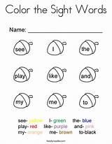 Sight Words Word Coloring Worksheets Kindergarten Color Pages Kids Red Add Motor Tracing Winter Blue Hats Twistynoodle sketch template