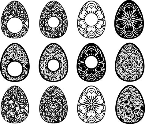 easter egg svg ornate eggs happy easter mandala zentangle
