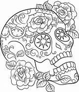 Coloring Skull Sugar Pages Tattoo Adults Print Skulls Color Punk Book Total Printable Pdf Drama Rock Advanced Adult Books Colouring sketch template