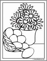 Coloring Pages Flower Basket Colouring Egg Flowers Vase Print Pdf Color Printable Getcolorings Daisies sketch template