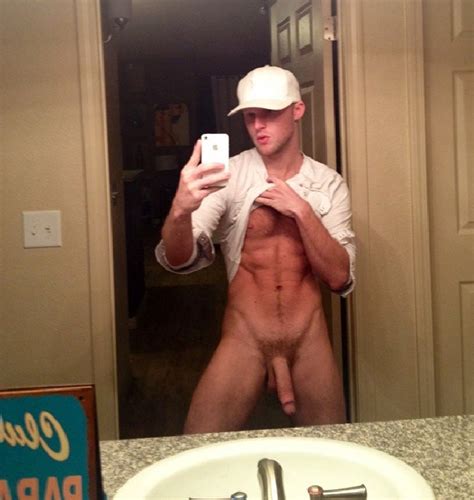 muscular man taking pics of his cock gay cam selfies