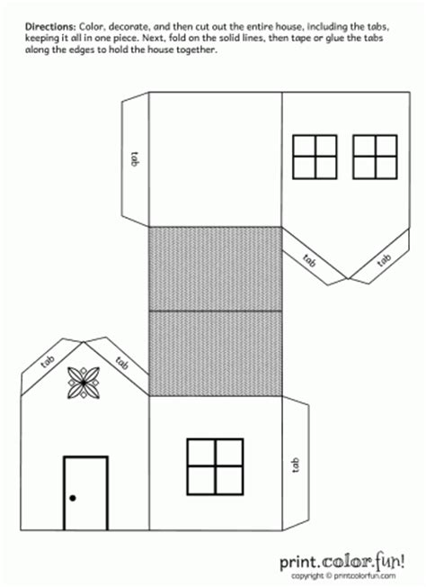 house cutout craft coloring page print color fun