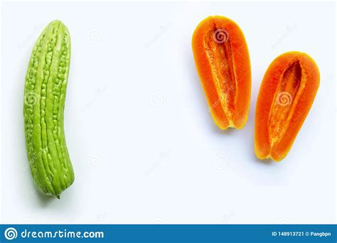 bitter melon with papaya on white sex concept stock image image of natural health 148913721