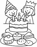 Coloring Birthdays Pages Kids Color Children Simple sketch template