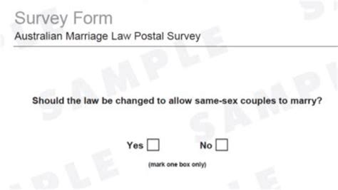 gay marriage survey form released by australian bureau of