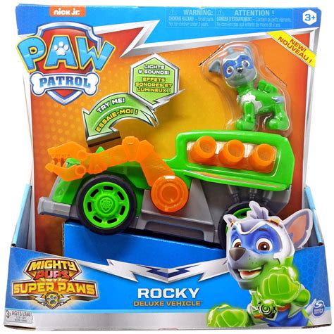 Paw Patrol Mighty Pups Super Paws Rocky Lights And Sounds Truck
