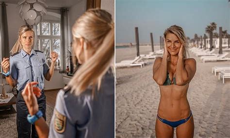 germany s most beautiful policewoman returns to work as