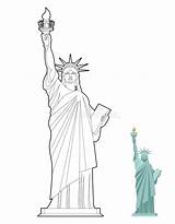 Liberty Statue Democracy Freedom Symbol Coloring Book Linear Monument Sculpture Architecture Usa Style Vector Dreamstime sketch template