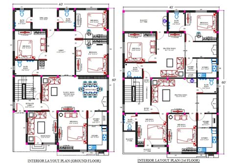 feet house plan  interior layout plan drawing dwg file cadbull autocad floorplan