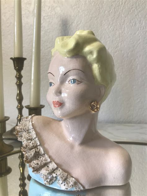 vintage 50s pin up girl bust figurine statue vintage pin up etsy