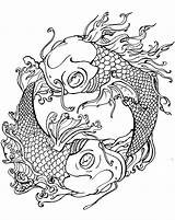 Coloring Koi Pages Japanese Fish Tattoo Dragon Japan Fire Pisces Printable Tattoos Water Garden Adult Deviantart Sheets Coy Coloringtop Detailed sketch template