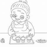 Abuela Abuelas Kuchen Nieto Cocinera Hellokids Nieta Backt sketch template