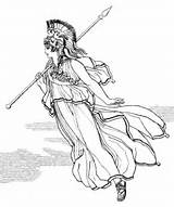 Athena Athene Atenas Spear Ausmalbild Speer Lanza Mythologie Griechische sketch template