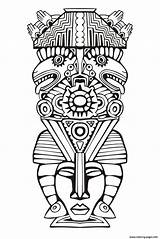 Coloring Totem Mayan Aztec Inca Adult Pages Inspiration Printable sketch template