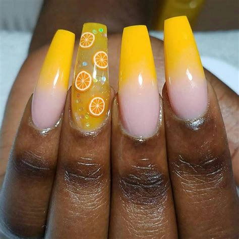 updated  sunny yellow acrylic nail designs
