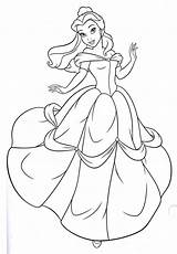 Coloring Princess Pages Belle Disney sketch template