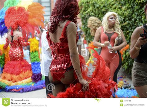 Drag Queens In Rainbow Dresses Gay Pride Parade Editorial