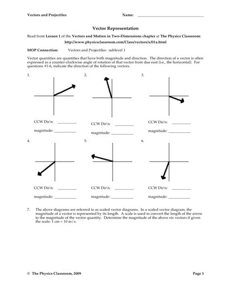 vector addition worksheet answers  physics classroom math