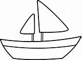 Coloring Sailboat Simple Clip Boat Clipart Line Sail Sweetclipart sketch template