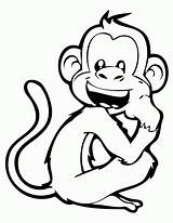 Monkey Colouring Coloring Cartoon Pages Clipart sketch template