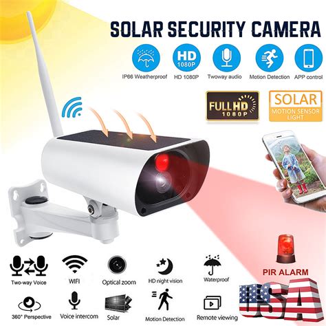 solar security camera p wireless wifi ir zoom  camera night vision outdoor home wifi