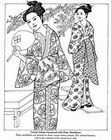 Adulte Colorier Kimono Japonais Dover Sharepoint Zentangle Copics Thérapie Coloriages Chinois sketch template