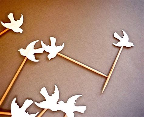 50 white dove bird cupcake toppers party picks food picks party decorations white doves