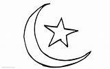 Ramadan Moon Coloring Star Pages Kids Printable Color Print sketch template
