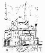 Mosque Colorier Palais Islam Ramadan Nabawi Diamant Mewarnai Mosquée sketch template