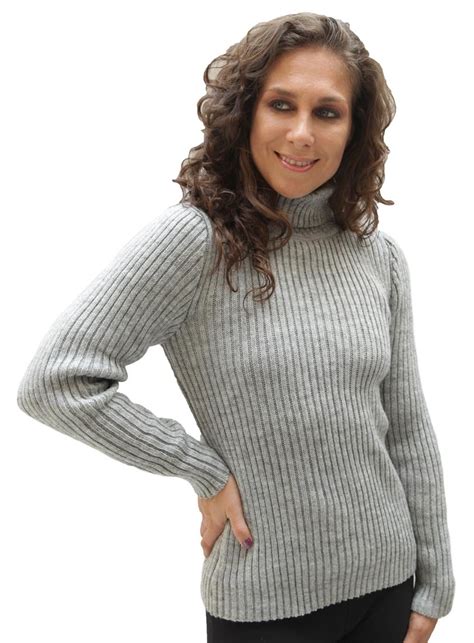 women s soft alpaca wool knitted turtleneck ribbed sweater