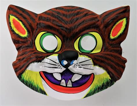 vintage scary cat halloween mask feline angry cats 1980 s y204