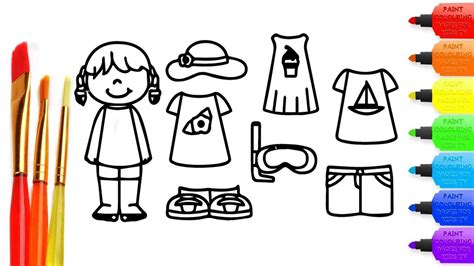 draw summer clothing coloring page  kids  learn coloring