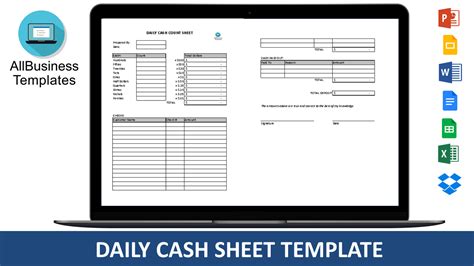 printable cash count sheet excel  calendar printable