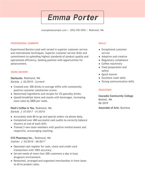 professional food service resume examples livecareer