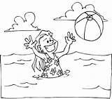Coloring Pages Beach Seaside Colouring Water Kidprintables Girl Popular sketch template