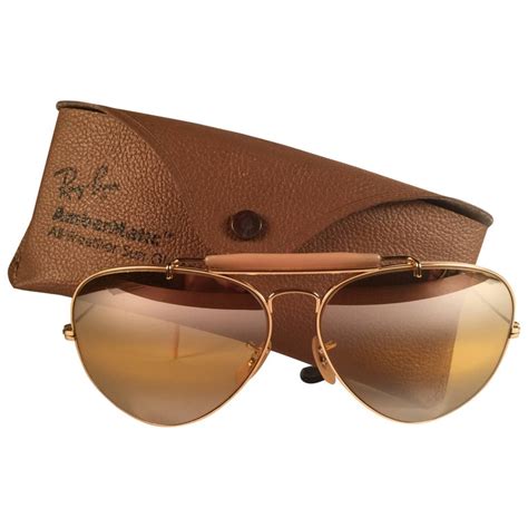 vintage ray ban aviator gold ambermatic double mirror  bl sunglasses  stdibs ray