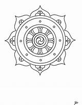 Dharma Buddhist Rueda Symbols Tatuaggio sketch template