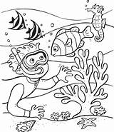 Coloring Ocean Scuba Diving Pages Kids Printable sketch template