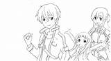 Kirito Asuna Lineart Silica Lavishly Pioneering Wonder sketch template