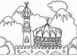 Coloring Islamic Pages Mosque Colouring Print sketch template